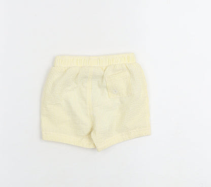 Marks and Spencer Baby Yellow Striped Cotton Cropped Trousers Size 6-9 Months Drawstring