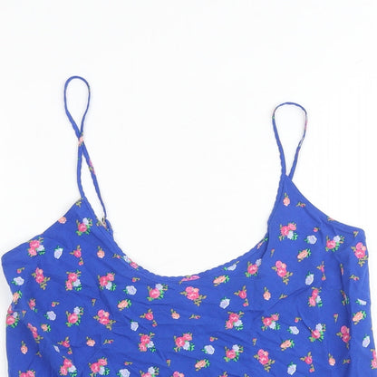 Marks and Spencer Womens Blue Floral Viscose Camisole Tank Size 10 V-Neck