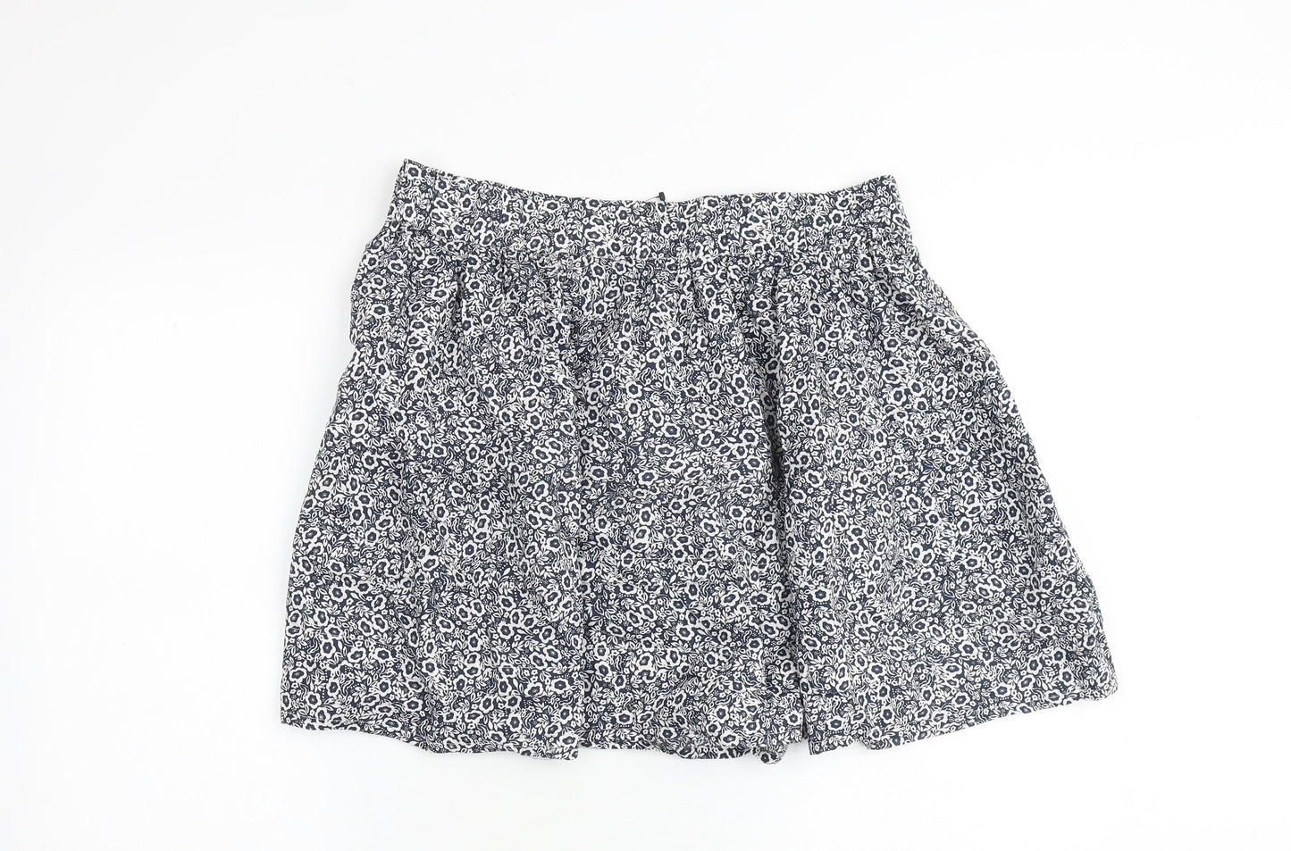 Marks and Spencer Womens Blue Floral Cotton A-Line Skirt Size 14