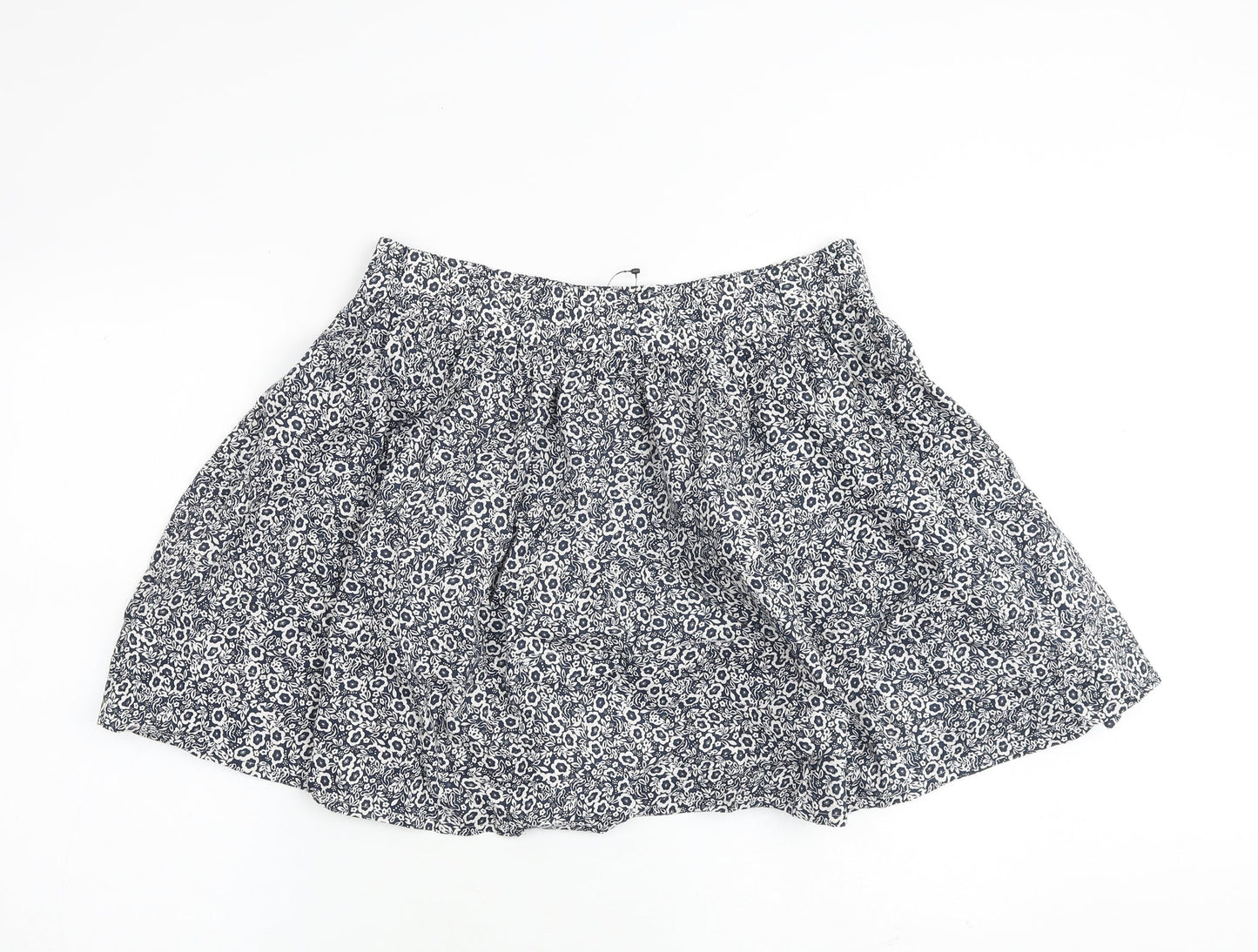 Marks and Spencer Womens Blue Floral Cotton A-Line Skirt Size 14