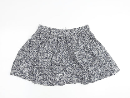 Marks and Spencer Womens Blue Floral Cotton A-Line Skirt Size 14