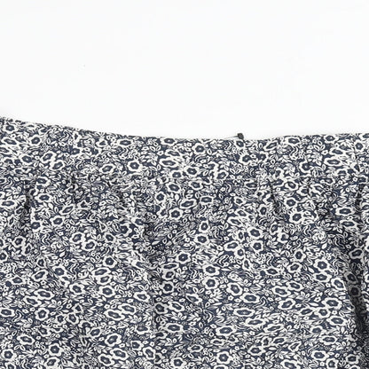 Marks and Spencer Womens Blue Floral Cotton A-Line Skirt Size 14