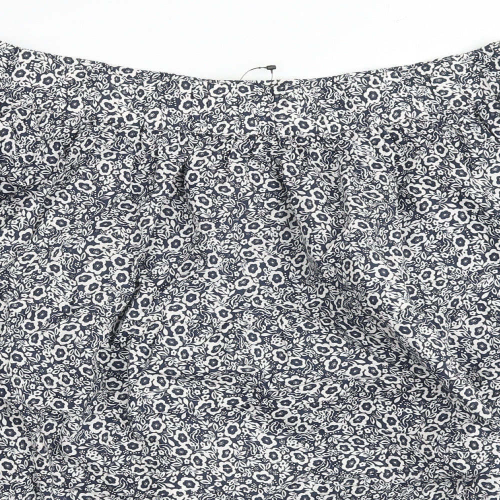Marks and Spencer Womens Blue Floral Cotton A-Line Skirt Size 14
