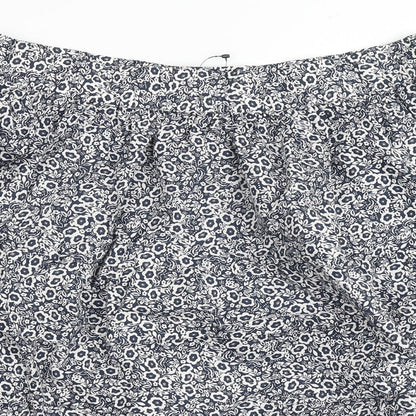 Marks and Spencer Womens Blue Floral Cotton A-Line Skirt Size 14