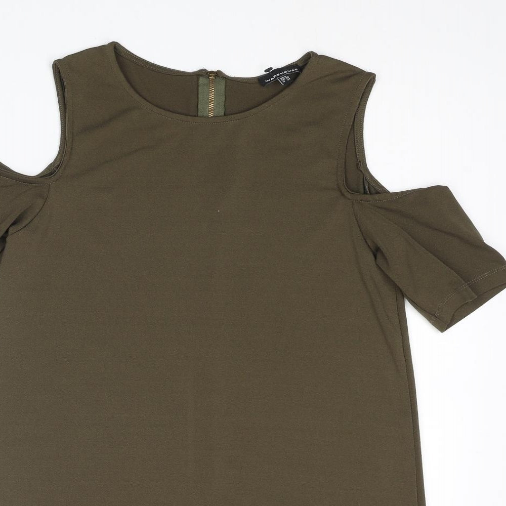 Womens UK Size 8 Warehouse Green Basic Blouse