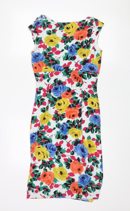 Phase Eight Womens Multicoloured Floral Polyester Pencil Dress Size 10 Cowl Neck Pullover