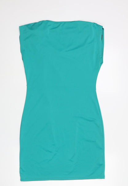 Morgan Womens Blue Polyester Shift Size S Cowl Neck Pullover