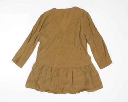 Womens UK Size XS Zara Brown Tunic Blouse