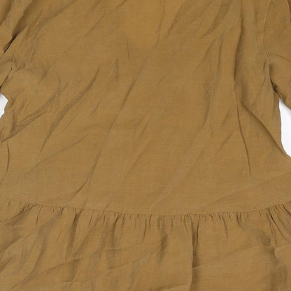 Womens UK Size XS Zara Brown Tunic Blouse