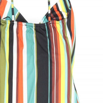 Missguided Womens Multicoloured Striped Polyester Mini Size 10 Cowl Neck Pullover