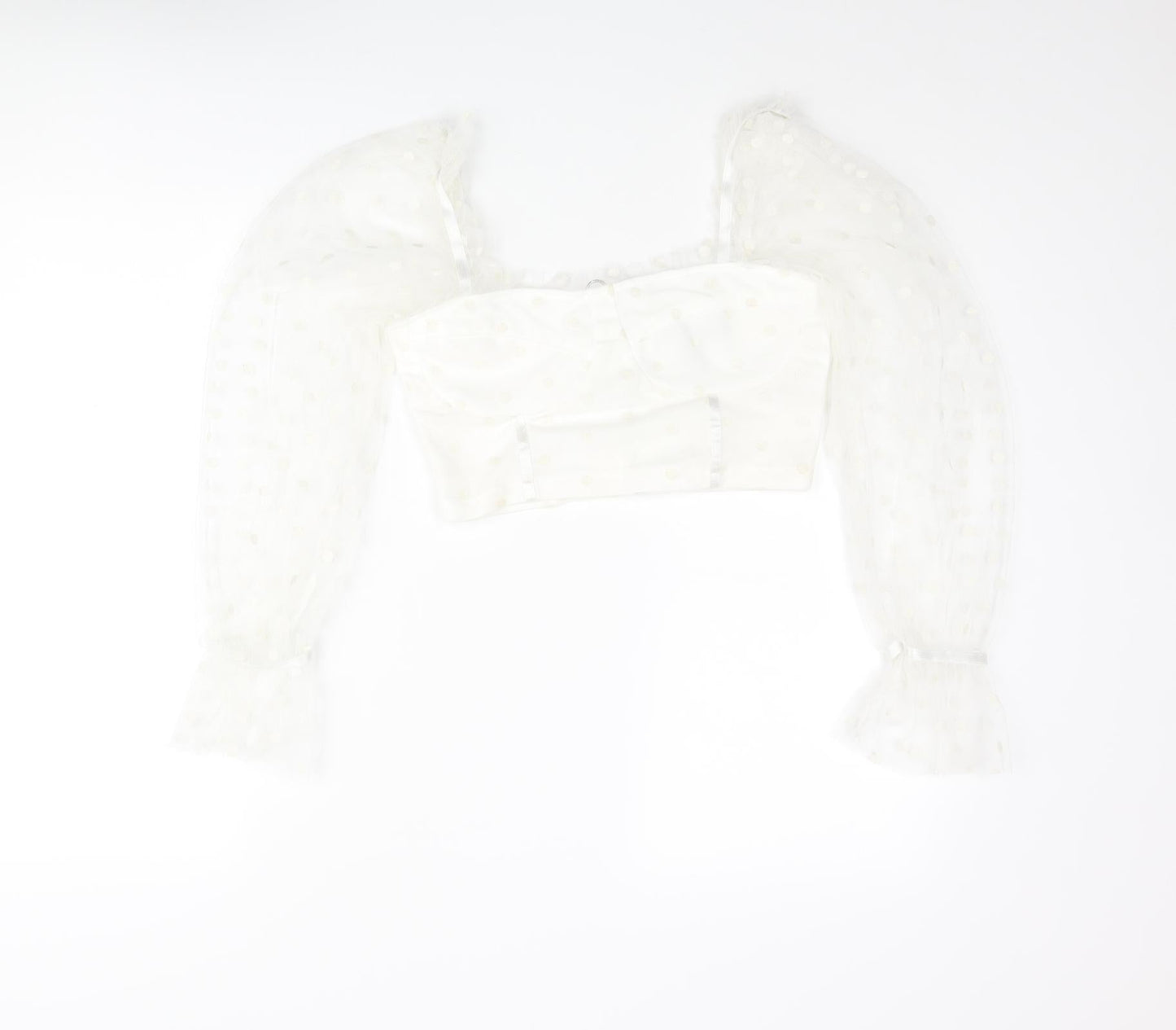 Womens UK Size 8 New Look Ivory Cropped Blouse