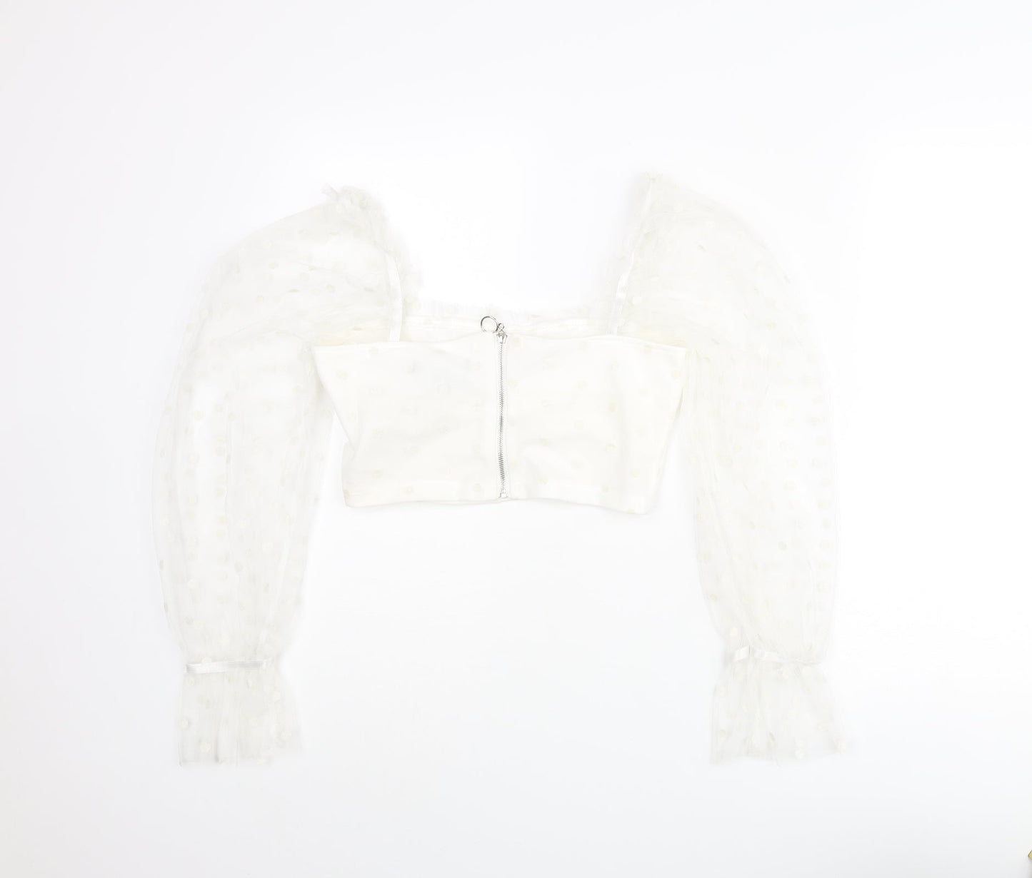 Womens UK Size 8 New Look Ivory Cropped Blouse