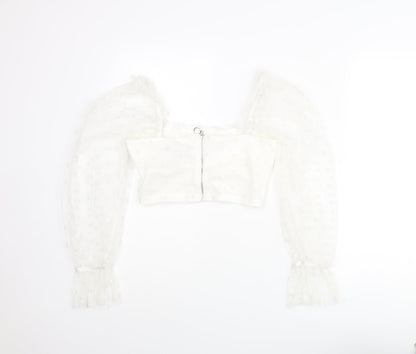Womens UK Size 8 New Look Ivory Cropped Blouse