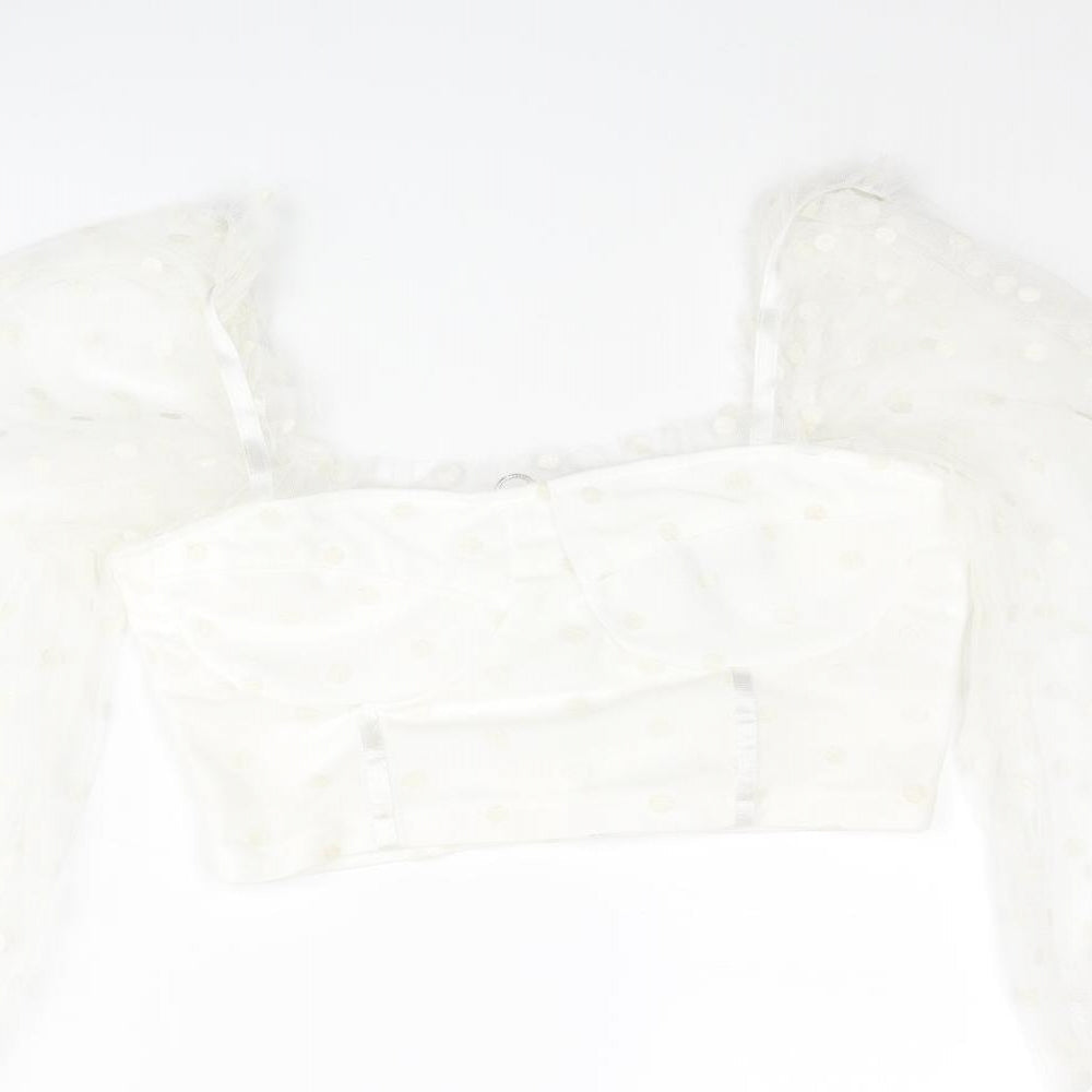 Womens UK Size 8 New Look Ivory Cropped Blouse
