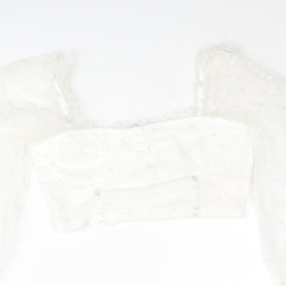 Womens UK Size 8 New Look Ivory Cropped Blouse