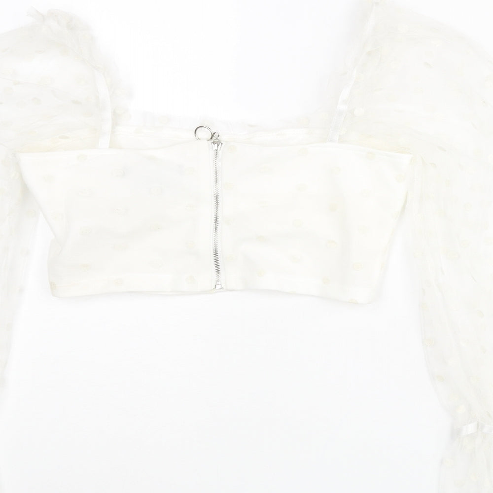 Womens UK Size 8 New Look Ivory Cropped Blouse