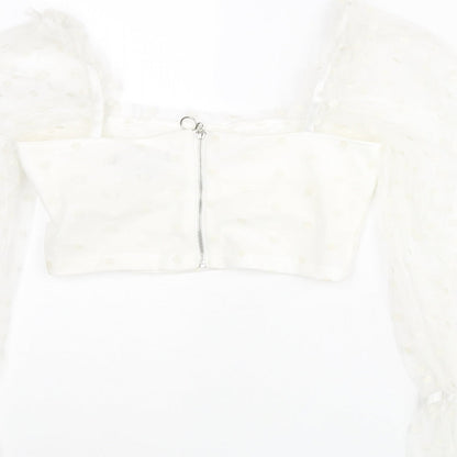 Womens UK Size 8 New Look Ivory Cropped Blouse
