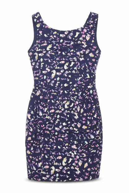 Coast Womens Blue Geometric Cotton Mini Size 6 Scoop Neck Zip