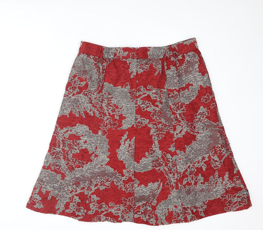 Classic Womens Red Geometric Polyester A-Line Skirt Size 16 Zip