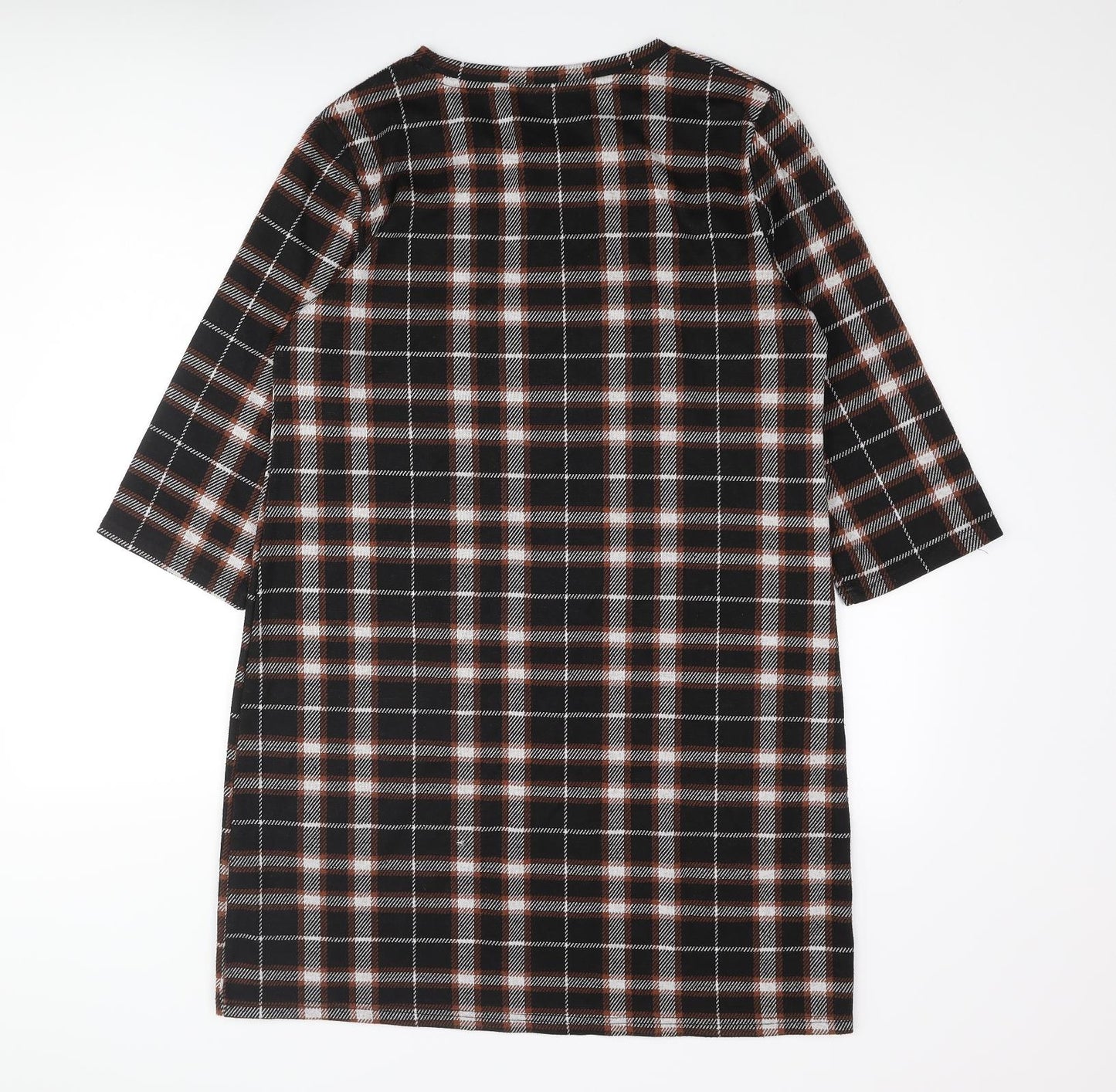 b.young Womens Black Check Polyester Shift Size XL Round Neck Pullover
