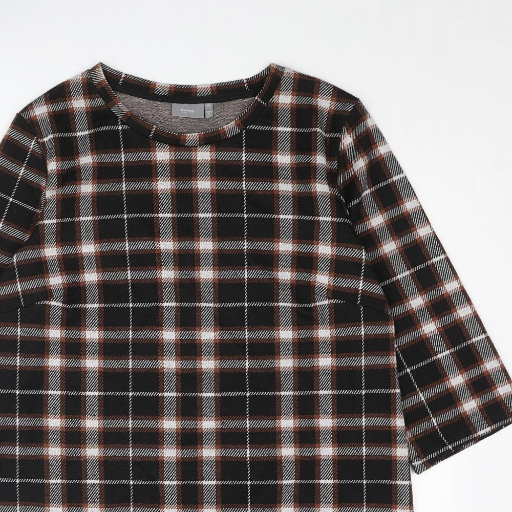 b.young Womens Black Check Polyester Shift Size XL Round Neck Pullover