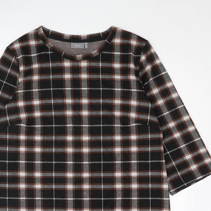 b.young Womens Black Check Polyester Shift Size XL Round Neck Pullover