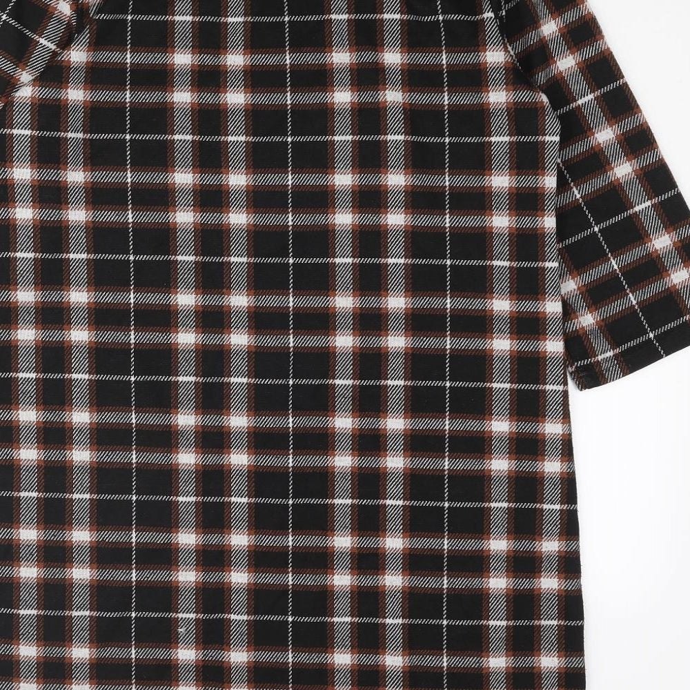 b.young Womens Black Check Polyester Shift Size XL Round Neck Pullover
