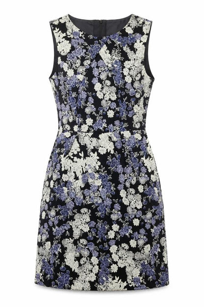 H&M Womens Multicoloured Floral Polyester Shift Size 8 Round Neck Zip