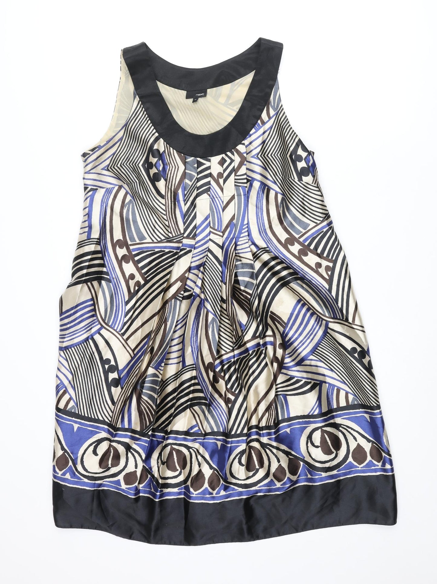 NEXT Womens Multicoloured Geometric Polyester Shift Size 12 Scoop Neck Pullover - Pleated