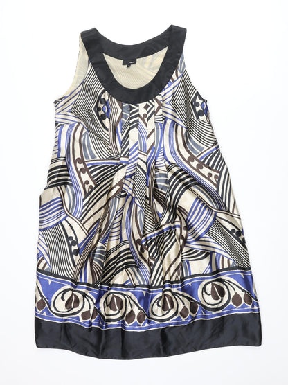 NEXT Womens Multicoloured Geometric Polyester Shift Size 12 Scoop Neck Pullover - Pleated