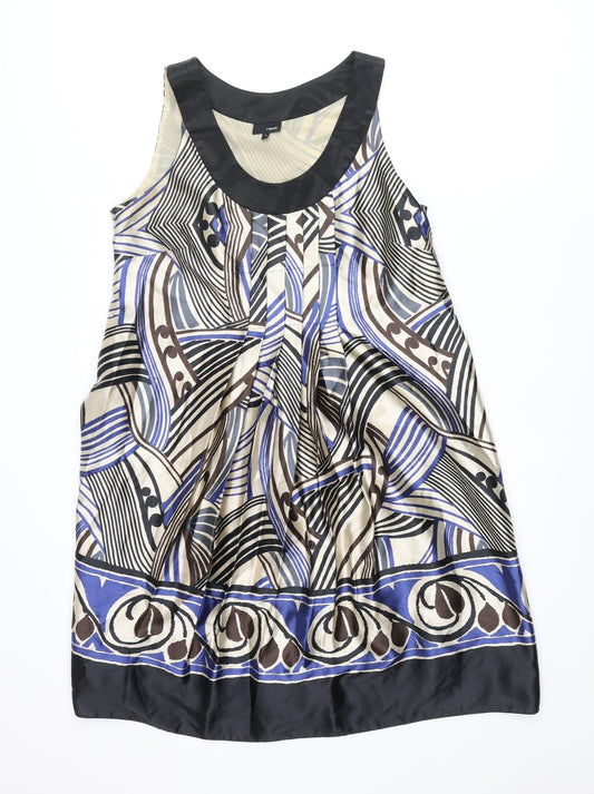 NEXT Womens Multicoloured Geometric Polyester Shift Size 12 Scoop Neck Pullover - Pleated