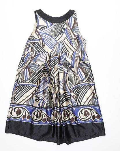 NEXT Womens Multicoloured Geometric Polyester Shift Size 12 Scoop Neck Pullover - Pleated