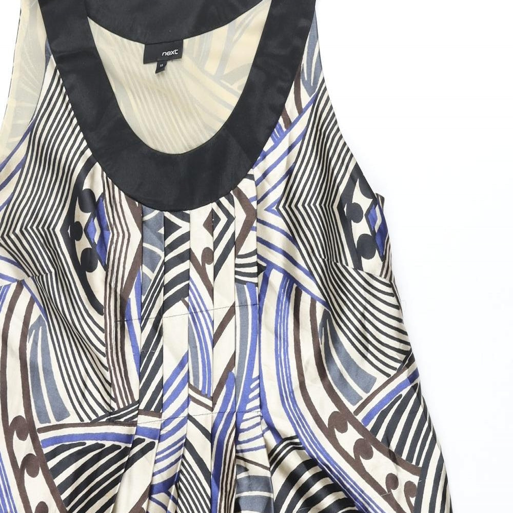 NEXT Womens Multicoloured Geometric Polyester Shift Size 12 Scoop Neck Pullover - Pleated
