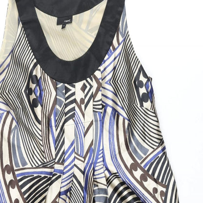 NEXT Womens Multicoloured Geometric Polyester Shift Size 12 Scoop Neck Pullover - Pleated