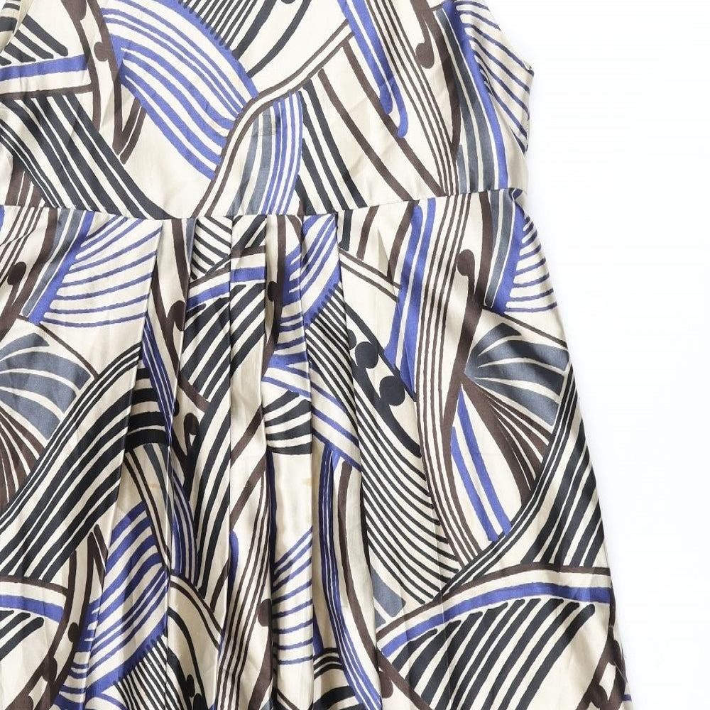 NEXT Womens Multicoloured Geometric Polyester Shift Size 12 Scoop Neck Pullover - Pleated