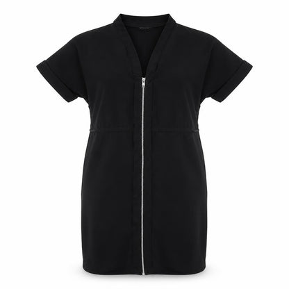 VILA Womens Black Polyester Shift Size XS V-Neck Zip - Belted