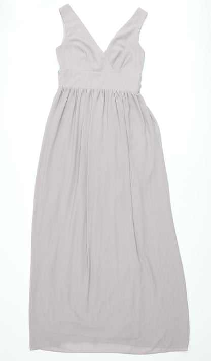 TFNC Womens Purple Polyester Maxi Size 8 V-Neck Zip - Tie
