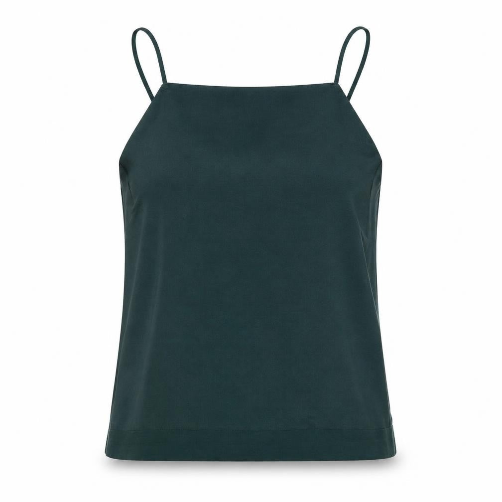 Pull&Bear Womens Green Polyester Camisole Blouse Size L Square Neck - Raw Finish