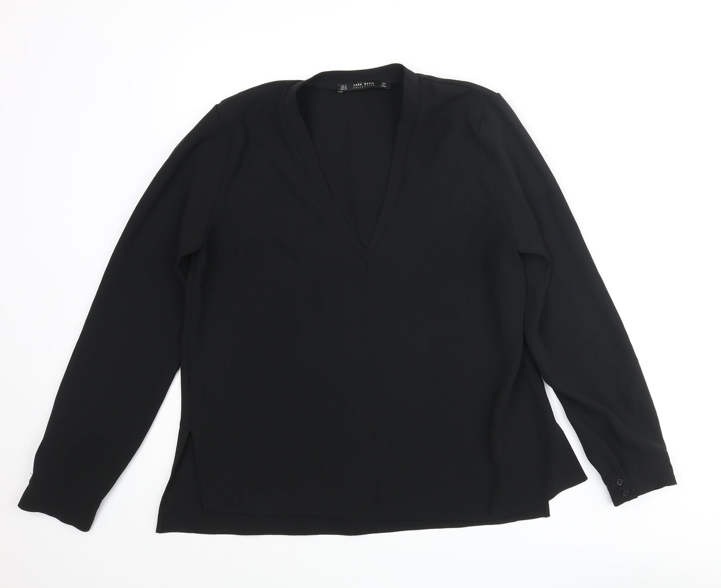 Womens UK Size M Zara Black Basic Blouse