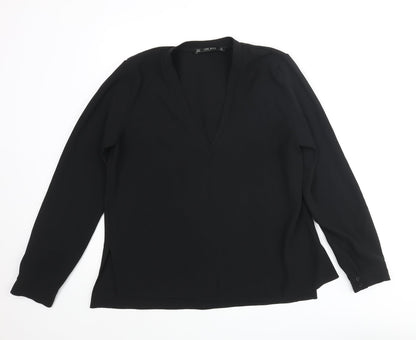 Womens UK Size M Zara Black Basic Blouse