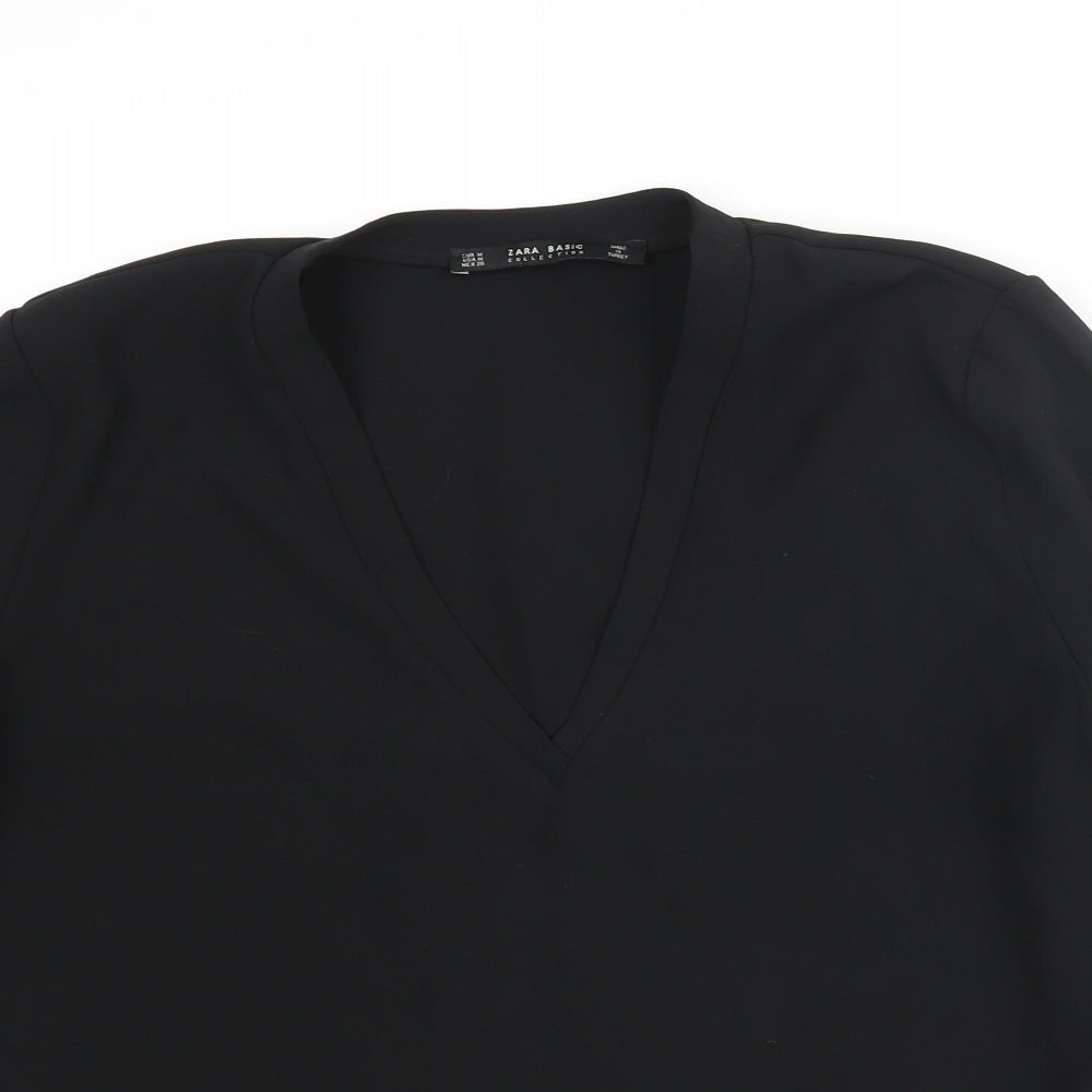Womens UK Size M Zara Black Basic Blouse