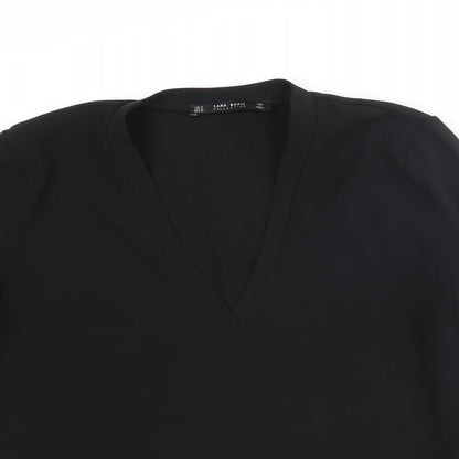 Womens UK Size M Zara Black Basic Blouse