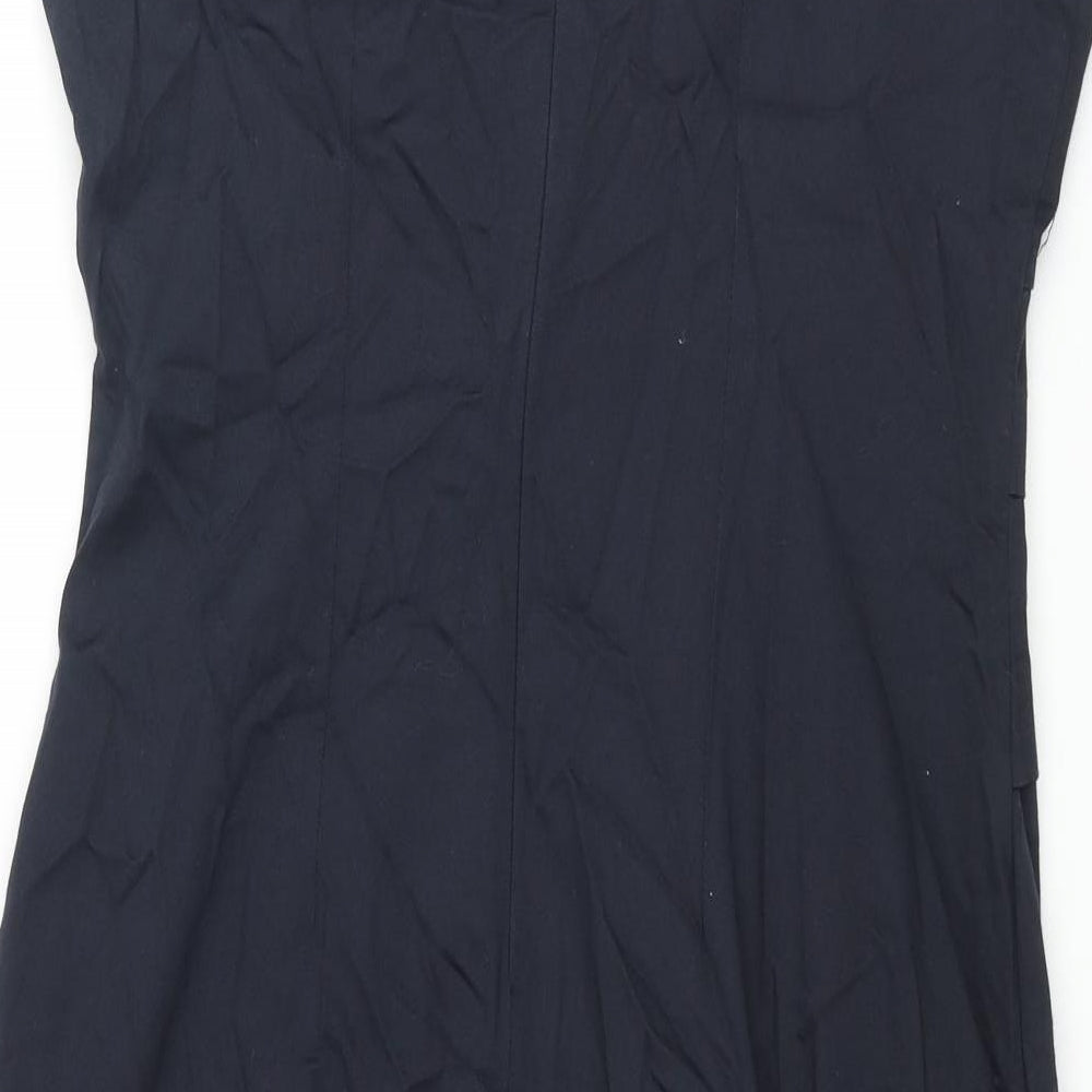 James Lakeland Womens Blue Cotton Pencil Dress Size 18 Scoop Neck Zip - Pleated