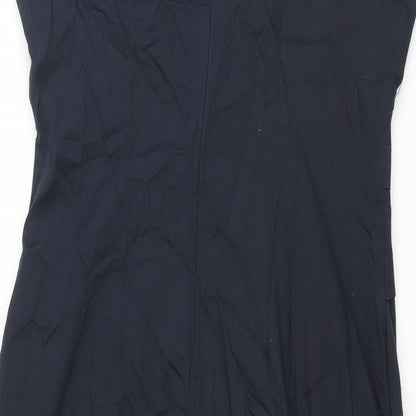 James Lakeland Womens Blue Cotton Pencil Dress Size 18 Scoop Neck Zip - Pleated