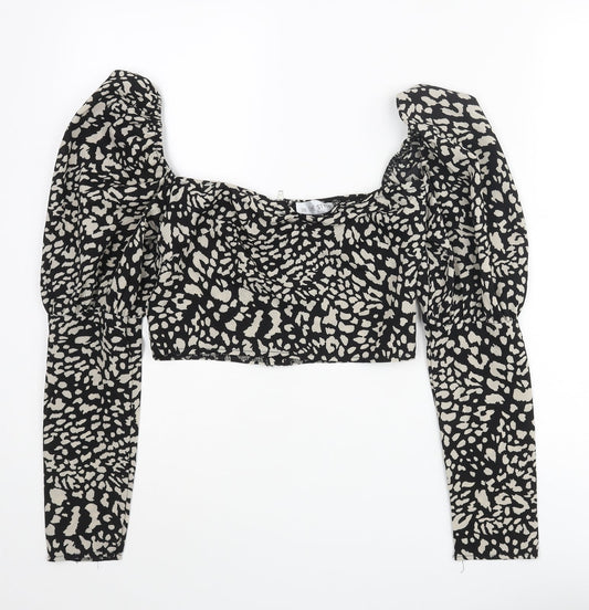 Womens UK Size 8 In the Style Black Cropped Blouse
