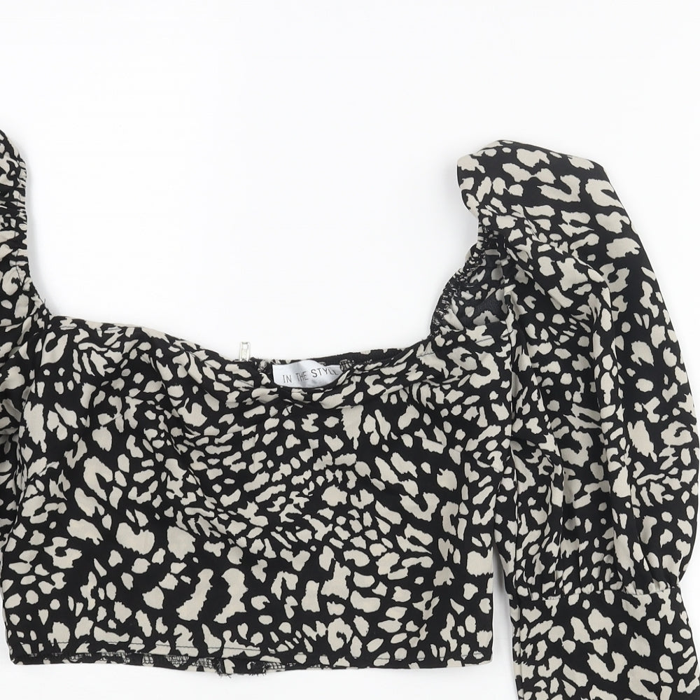 Womens UK Size 8 In the Style Black Cropped Blouse