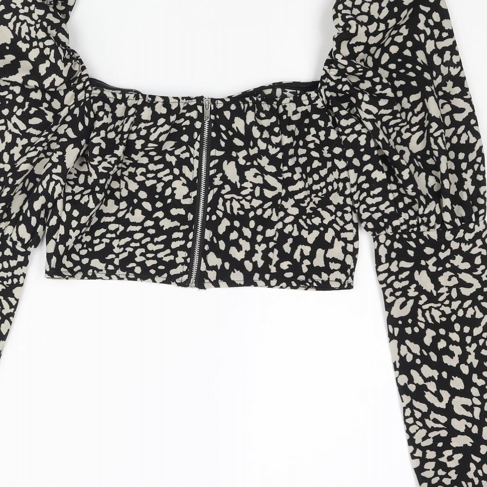 Womens UK Size 8 In the Style Black Cropped Blouse
