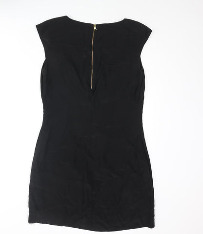 Cynthia Rowley Womens Black Silk Shift Size 10 Round Neck Zip