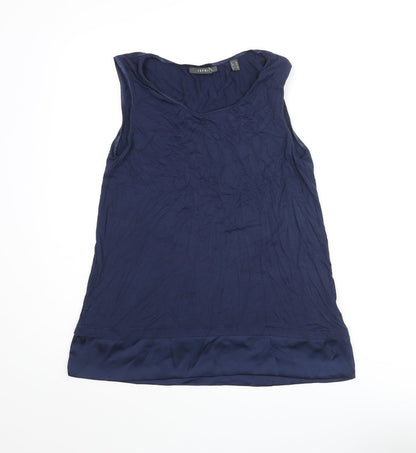 Esprit Womens Blue Viscose Camisole Blouse Size M Round Neck