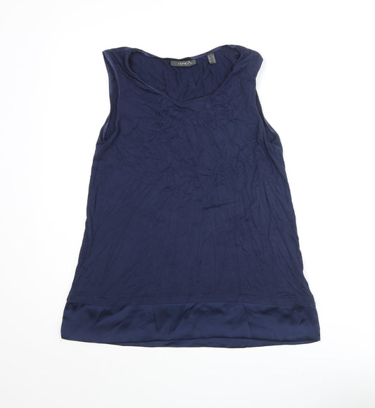 Esprit Womens Blue Viscose Camisole Blouse Size M Round Neck
